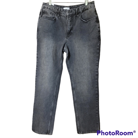 Good American Denim - GOOD American faded black wash high waisted straight leg jeans